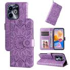 For Infinix Hot 40i Embossed Sunflower Leather Phone Case(Purple) - 1