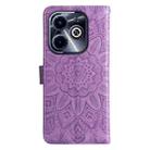 For Infinix Hot 40i Embossed Sunflower Leather Phone Case(Purple) - 3