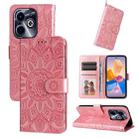 For Infinix Hot 40i Embossed Sunflower Leather Phone Case(Pink) - 1