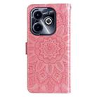 For Infinix Hot 40i Embossed Sunflower Leather Phone Case(Pink) - 3