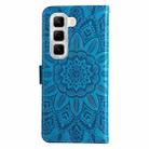 For Infinix Hot 50 4G Embossed Sunflower Leather Phone Case(Blue) - 3