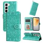 For Infinix Hot 50 4G Embossed Sunflower Leather Phone Case(Green) - 1