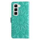 For Infinix Hot 50 4G Embossed Sunflower Leather Phone Case(Green) - 3