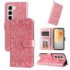 For Infinix Hot 50 4G Embossed Sunflower Leather Phone Case(Pink) - 1