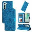 For Infinix Hot 50 5G Embossed Sunflower Leather Phone Case(Blue) - 1