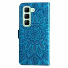 For Infinix Hot 50 5G Embossed Sunflower Leather Phone Case(Blue) - 3