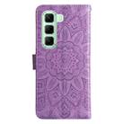 For Infinix Hot 50 5G Embossed Sunflower Leather Phone Case(Purple) - 3