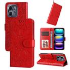 For Infinix Hot 50i / Smart 9 Embossed Sunflower Leather Phone Case(Red) - 1