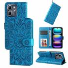 For Infinix Hot 50i / Smart 9 Embossed Sunflower Leather Phone Case(Blue) - 1