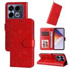 For Infinix Note 40 4G Embossed Sunflower Leather Phone Case(Red) - 1