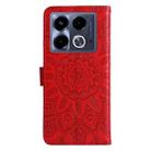 For Infinix Note 40 4G Embossed Sunflower Leather Phone Case(Red) - 3