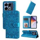 For Infinix Note 40 4G Embossed Sunflower Leather Phone Case(Blue) - 1