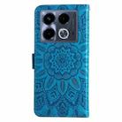 For Infinix Note 40 4G Embossed Sunflower Leather Phone Case(Blue) - 3