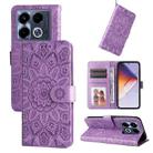 For Infinix Note 40 4G Embossed Sunflower Leather Phone Case(Purple) - 1