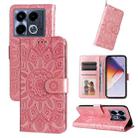 For Infinix Note 40 4G Embossed Sunflower Leather Phone Case(Pink) - 1