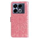 For Infinix Note 40 4G Embossed Sunflower Leather Phone Case(Pink) - 3