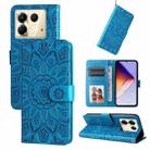 For Infinix Note 40 5G Embossed Sunflower Leather Phone Case(Blue) - 1