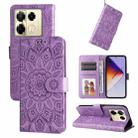 For Infinix Note 40 Pro 4G / 5G / Note 40 Pro+ Embossed Sunflower Leather Phone Case(Purple) - 1