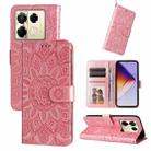 For Infinix Note 40 Pro 4G / 5G / Note 40 Pro+ Embossed Sunflower Leather Phone Case(Pink) - 1