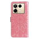 For Infinix Note 40 Pro 4G / 5G / Note 40 Pro+ Embossed Sunflower Leather Phone Case(Pink) - 3