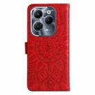 For Infinix Hot 40 / Hot 40 Pro Embossed Sunflower Leather Phone Case(Red) - 3