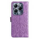 For Infinix Hot 40 / Hot 40 Pro Embossed Sunflower Leather Phone Case(Purple) - 3