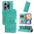 For Infinix Hot 40 / Hot 40 Pro Embossed Sunflower Leather Phone Case(Green) - 1