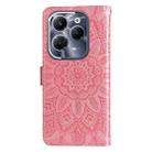 For Infinix Hot 40 / Hot 40 Pro Embossed Sunflower Leather Phone Case(Pink) - 3