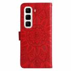 For Infinix Hot 50 Pro+ 4G Embossed Sunflower Leather Phone Case(Red) - 3