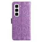 For Infinix Hot 50 Pro+ 4G Embossed Sunflower Leather Phone Case(Purple) - 3