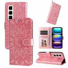 For Infinix Hot 50 Pro+ 4G Embossed Sunflower Leather Phone Case(Pink) - 1