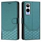 For Cricket Icon 6 Honeycomb Embossing RFID Leather Phone Case(Peacock Green) - 2