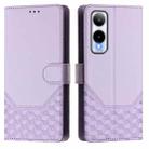 For Cricket Icon 6 Honeycomb Embossing RFID Leather Phone Case(Light Purple) - 2