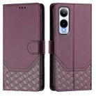 For Cricket Icon 6 Honeycomb Embossing RFID Leather Phone Case(Violet) - 2