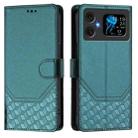 For Cubot A20 Honeycomb Embossing RFID Leather Phone Case(Peacock Green) - 2