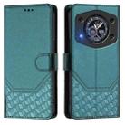 For Cubot A30 Honeycomb Embossing RFID Leather Phone Case(Peacock Green) - 2