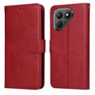 For Tecno Pova 7 5G Classic Calf Texture Flip Leather Phone Case(Red) - 1