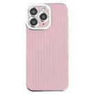 For iPhone 11 Pro Electroplated Silver Edge Grain Texture TPU Phone Case(Pink) - 1
