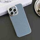 For iPhone 11 Pro Max Electroplated Silver Edge Grain Texture TPU Phone Case(Blue) - 2