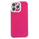 For iPhone 11 Pro Max Electroplated Silver Edge Grain Texture TPU Phone Case(Rose Red) - 1