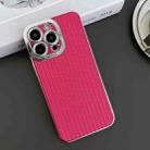 For iPhone 11 Pro Max Electroplated Silver Edge Grain Texture TPU Phone Case(Rose Red) - 2