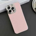 For iPhone 11 Pro Max Electroplated Silver Edge Grain Texture TPU Phone Case(Pink) - 2