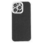 For iPhone 11 Pro Max Electroplated Silver Edge Grain Texture TPU Phone Case(Black) - 1