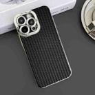 For iPhone 11 Pro Max Electroplated Silver Edge Grain Texture TPU Phone Case(Black) - 2