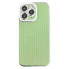 For iPhone 11 Pro Max Electroplated Silver Edge Grain Texture TPU Phone Case(Green) - 1