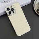 For iPhone 11 Pro Max Electroplated Silver Edge Grain Texture TPU Phone Case(Beige) - 2