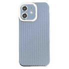 For iPhone 12 Electroplated Silver Edge Grain Texture TPU Phone Case(Blue) - 1