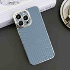 For iPhone 12 Electroplated Silver Edge Grain Texture TPU Phone Case(Blue) - 2