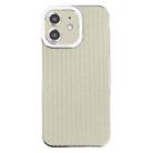 For iPhone 12 Electroplated Silver Edge Grain Texture TPU Phone Case(Beige) - 1