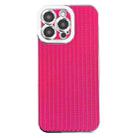 For iPhone 12 Pro Electroplated Silver Edge Grain Texture TPU Phone Case(Rose Red) - 1